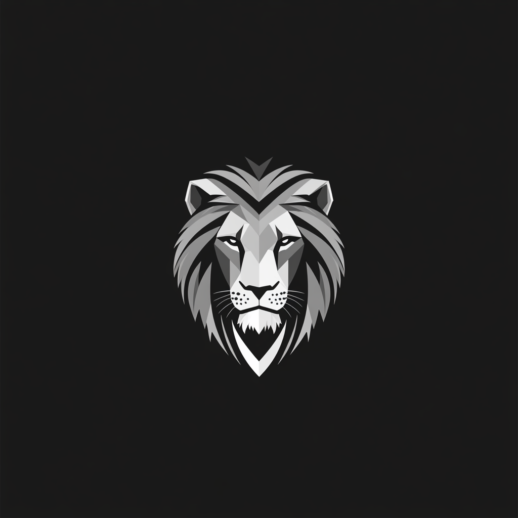 Lion head logo with geometric shapes and lines