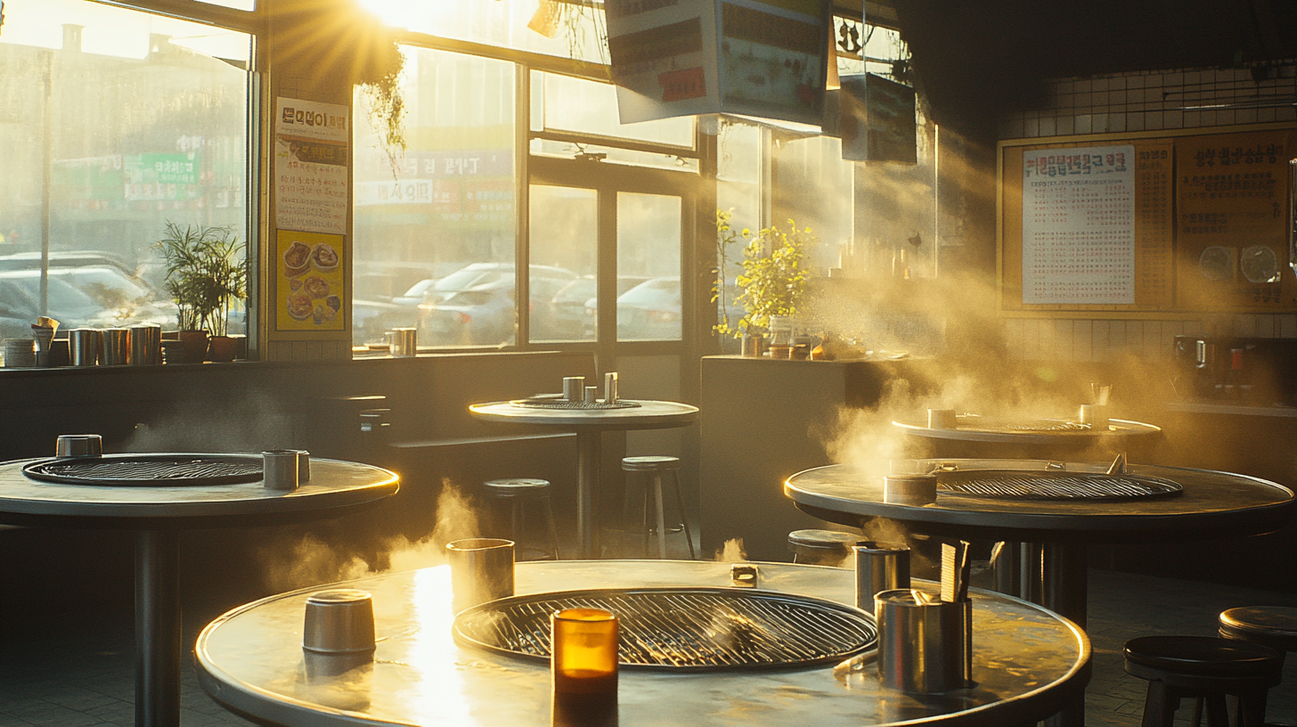 Lively Korean BBQ Restaurant in Bright Daylight