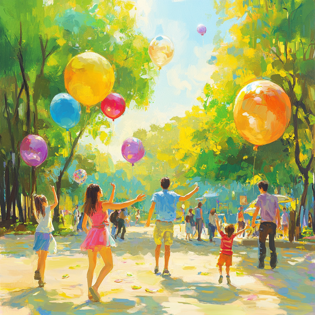 Lively scene with youthful energy and fresh affection.