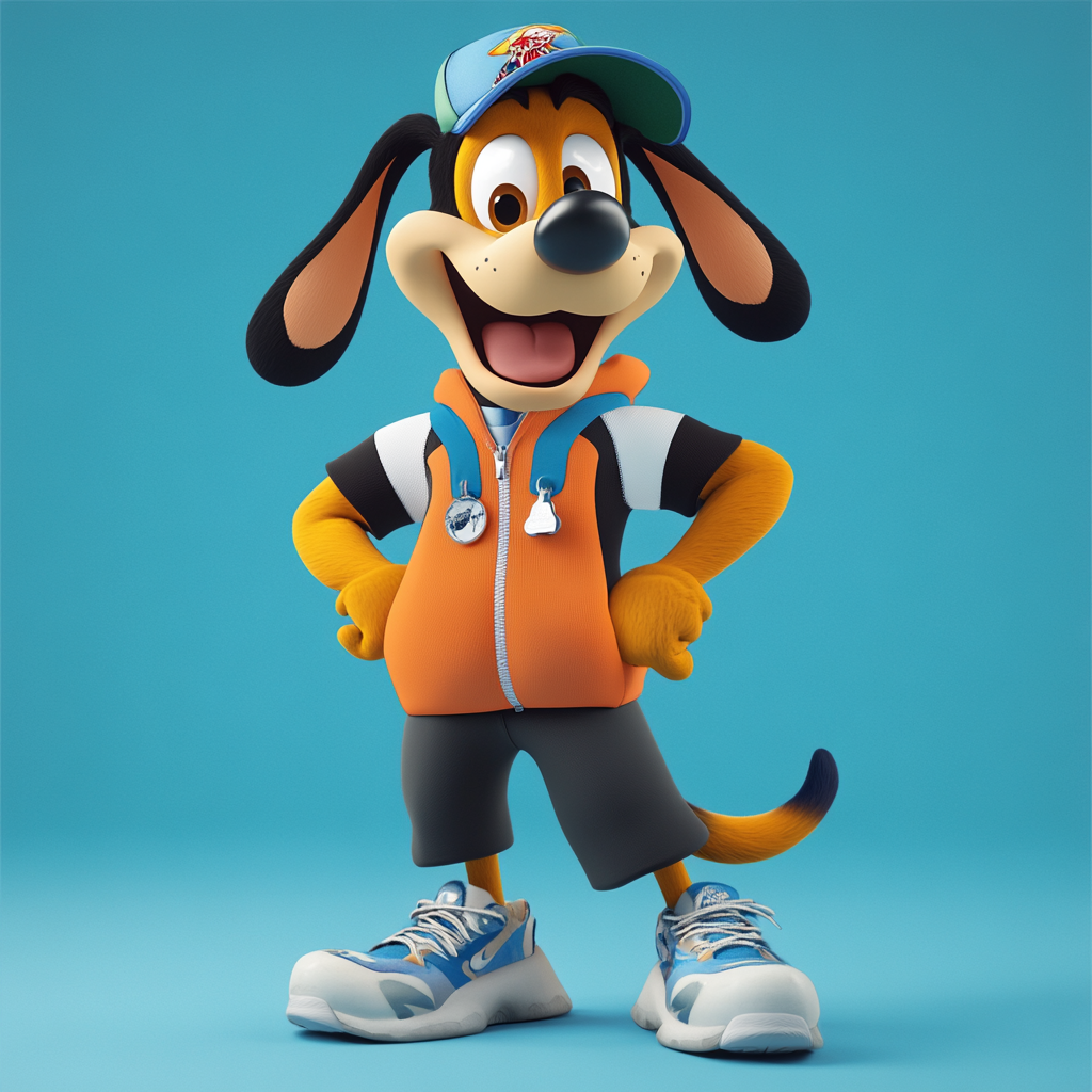 Lively sports mascot with Goofy's charm for crowd