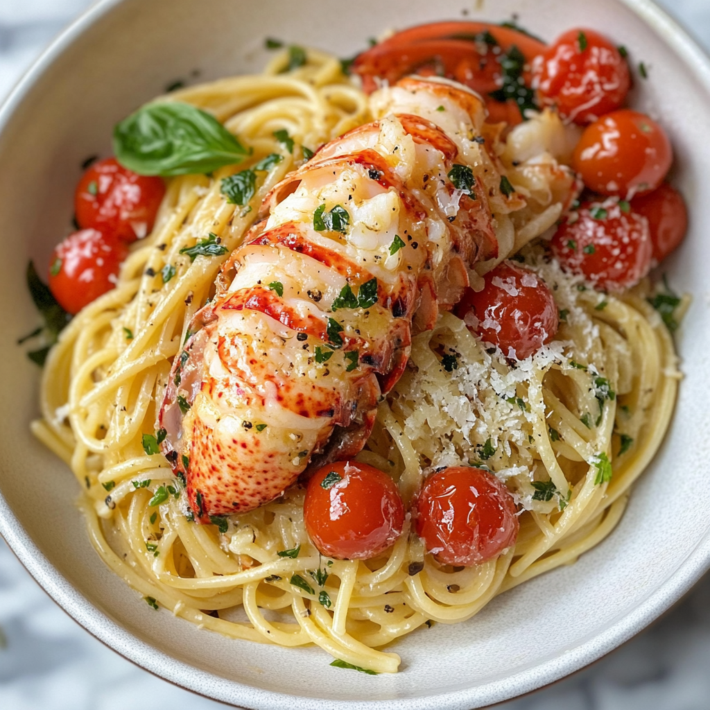 Lobster Pasta with Cherry Tomatoes - Food Photography