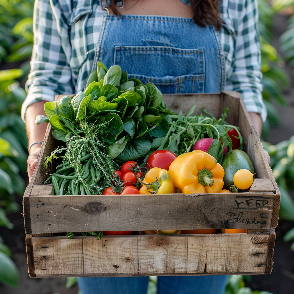 Local farmers, sustainable practices, meal kit delivery service.