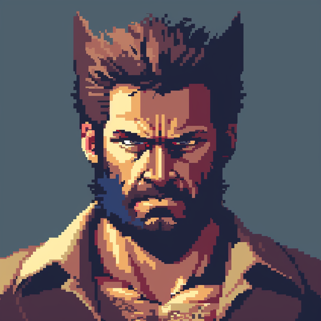 Logan, 8-bit Wolverine Portrait in Video Game Style