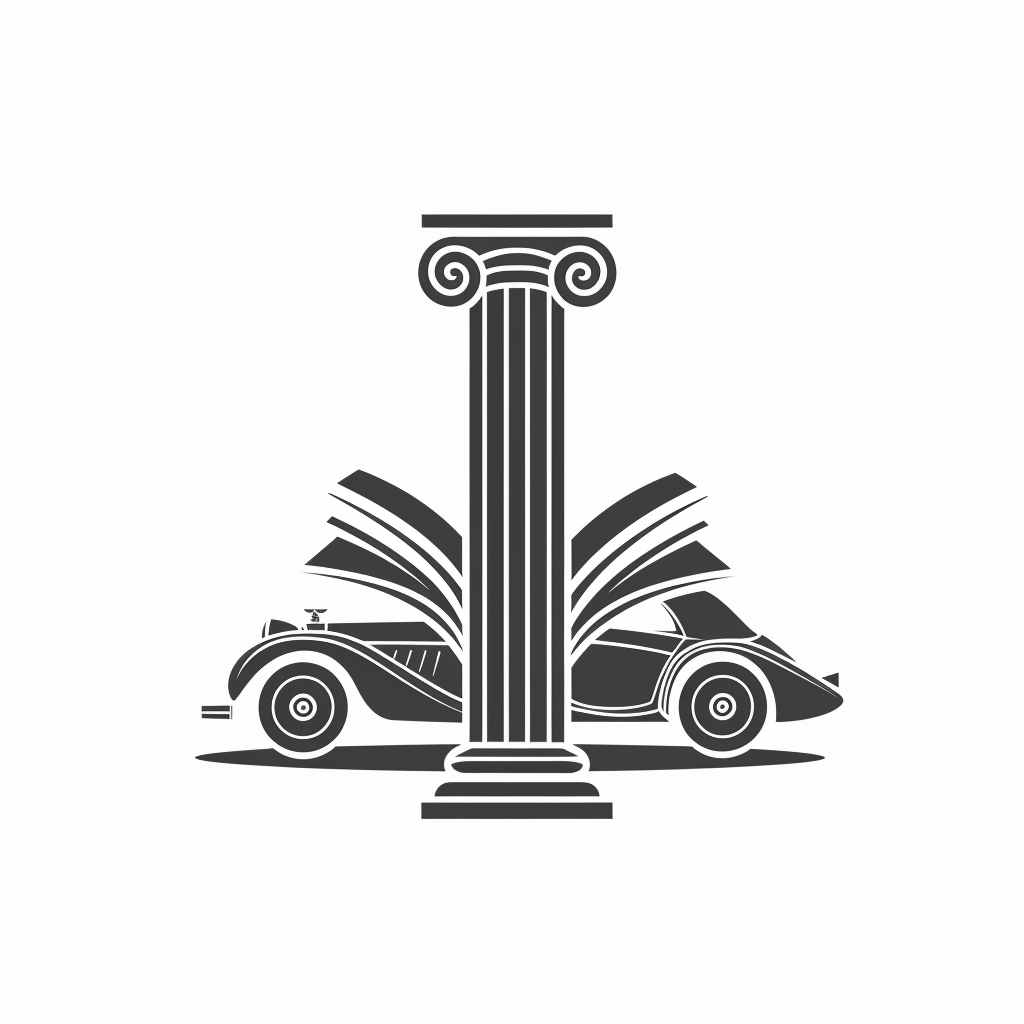 Logo design for YouTube channel 'Autoteca' fuses car, book, column for modern, sleek appeal.