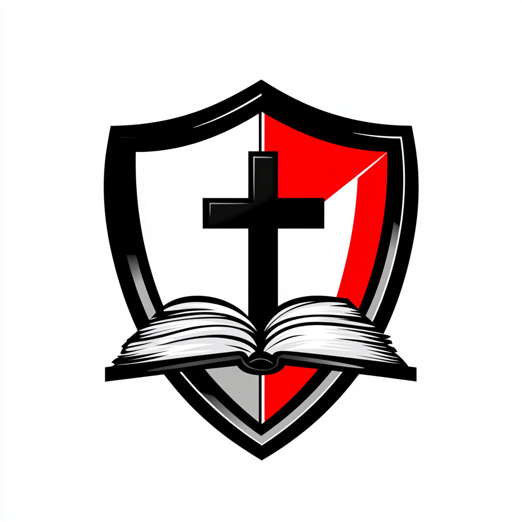 Logo for Christian Airsoft group with Cross on shield.