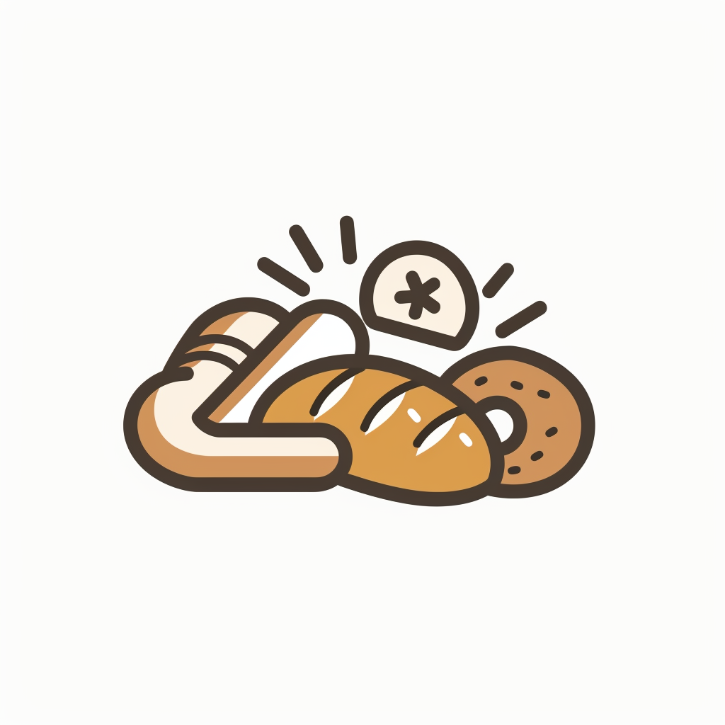 Logo for bakery with bread drawings on white background.