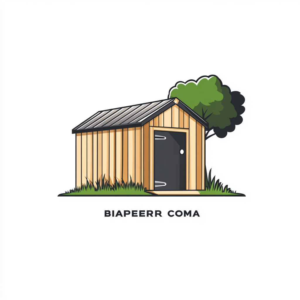 Logo for outdoor storage shed business with realistic design.