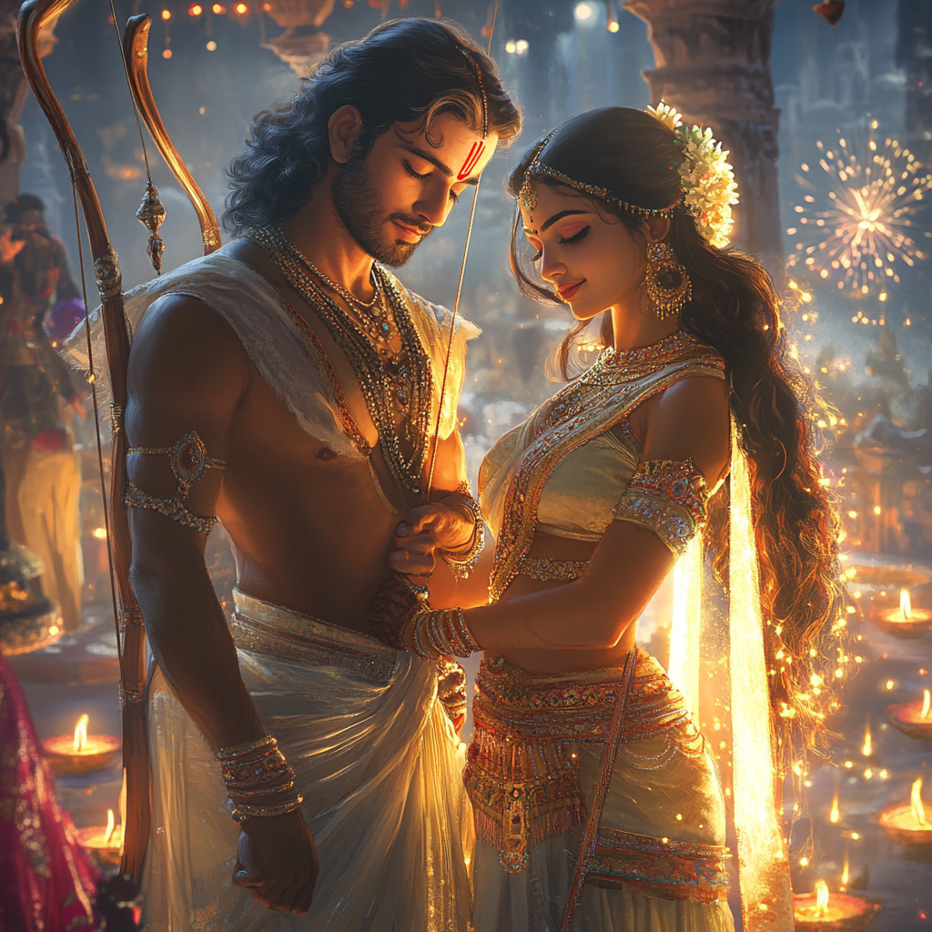 Lord Ram and Maa Sita Blessing Diwali Celebrations