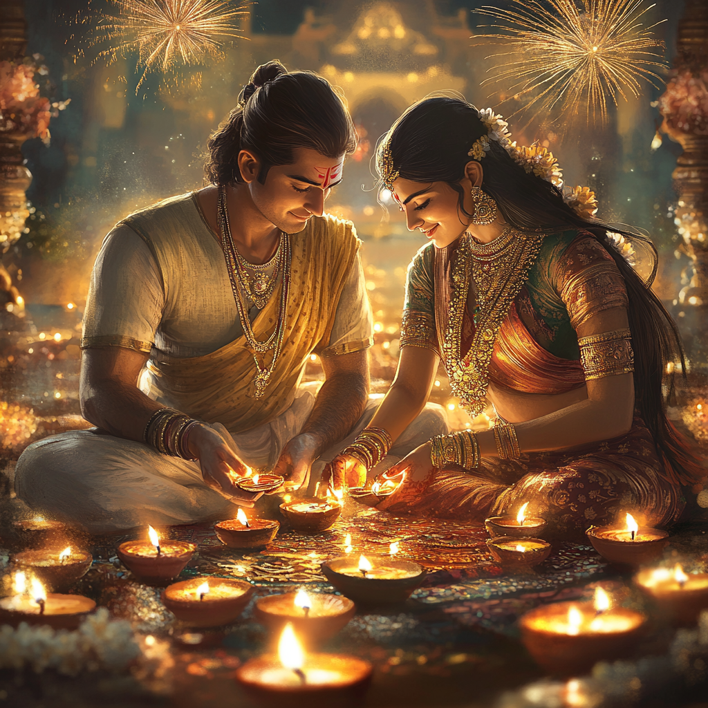 Lord Ram and Maa Sita Celebrate Diwali Together