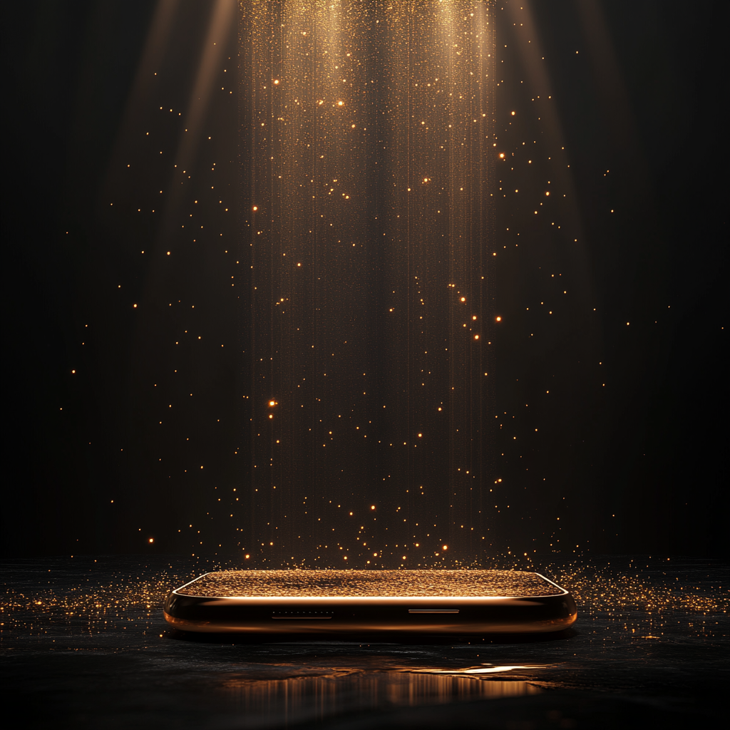 Luxurious, elegant image with floating product in center.