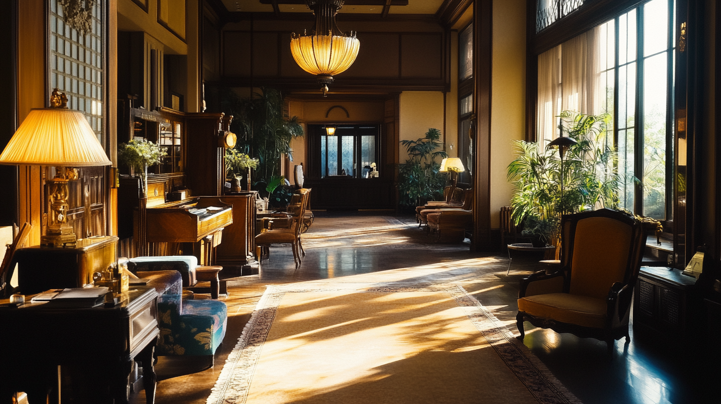 Luxurious 19th Century Japanese Hotel Lobby in Color