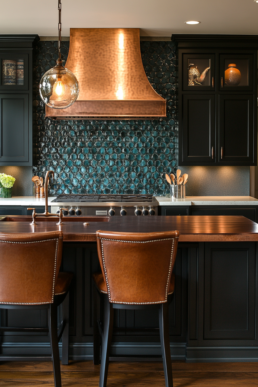 Luxurious Coffee-Toned Kitchen with Copper Accents