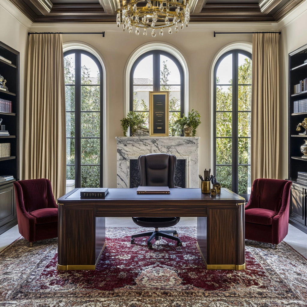 Luxurious Mediterranean Mansion Home Office Design