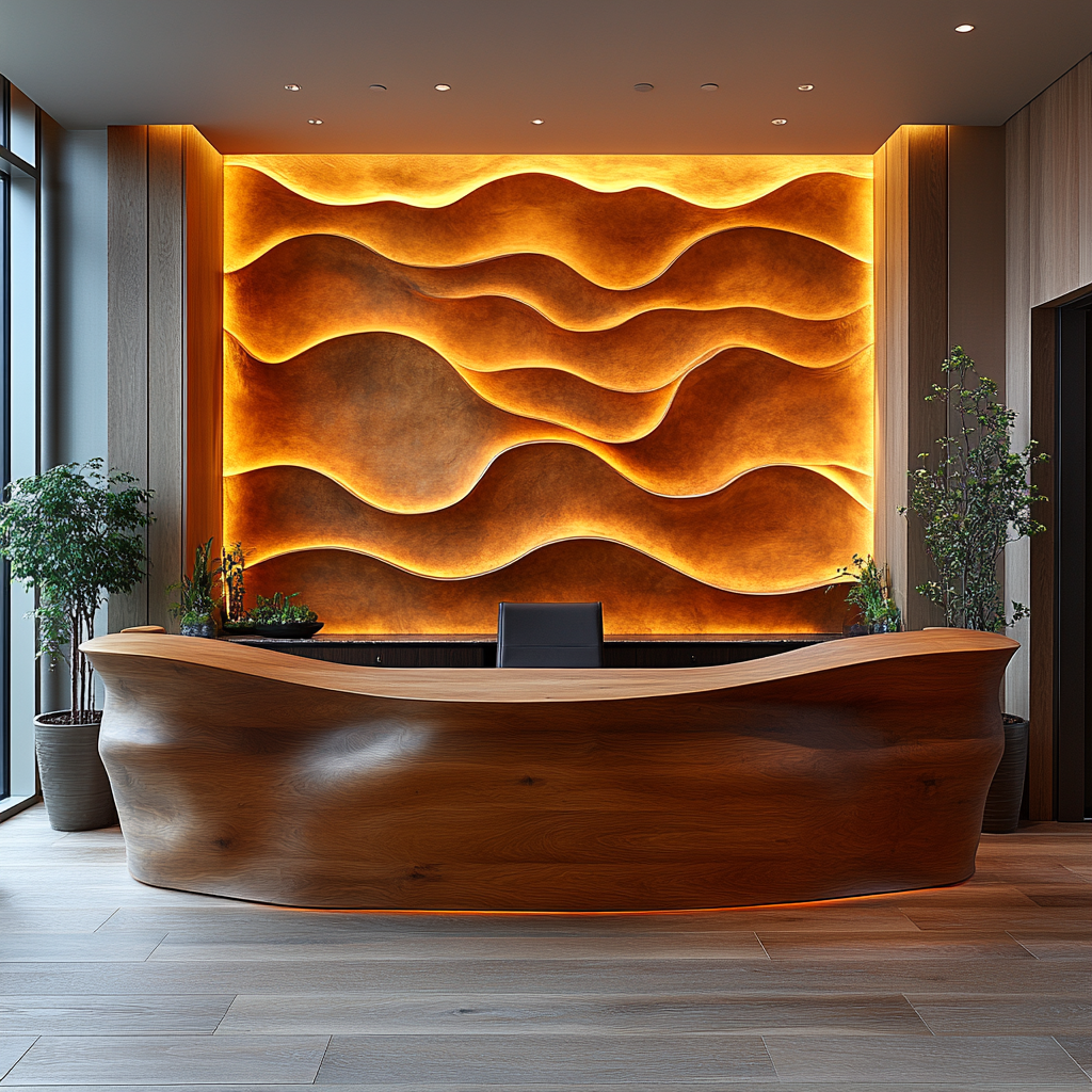 Luxurious Reception Desk for Investors in Headquarters Building