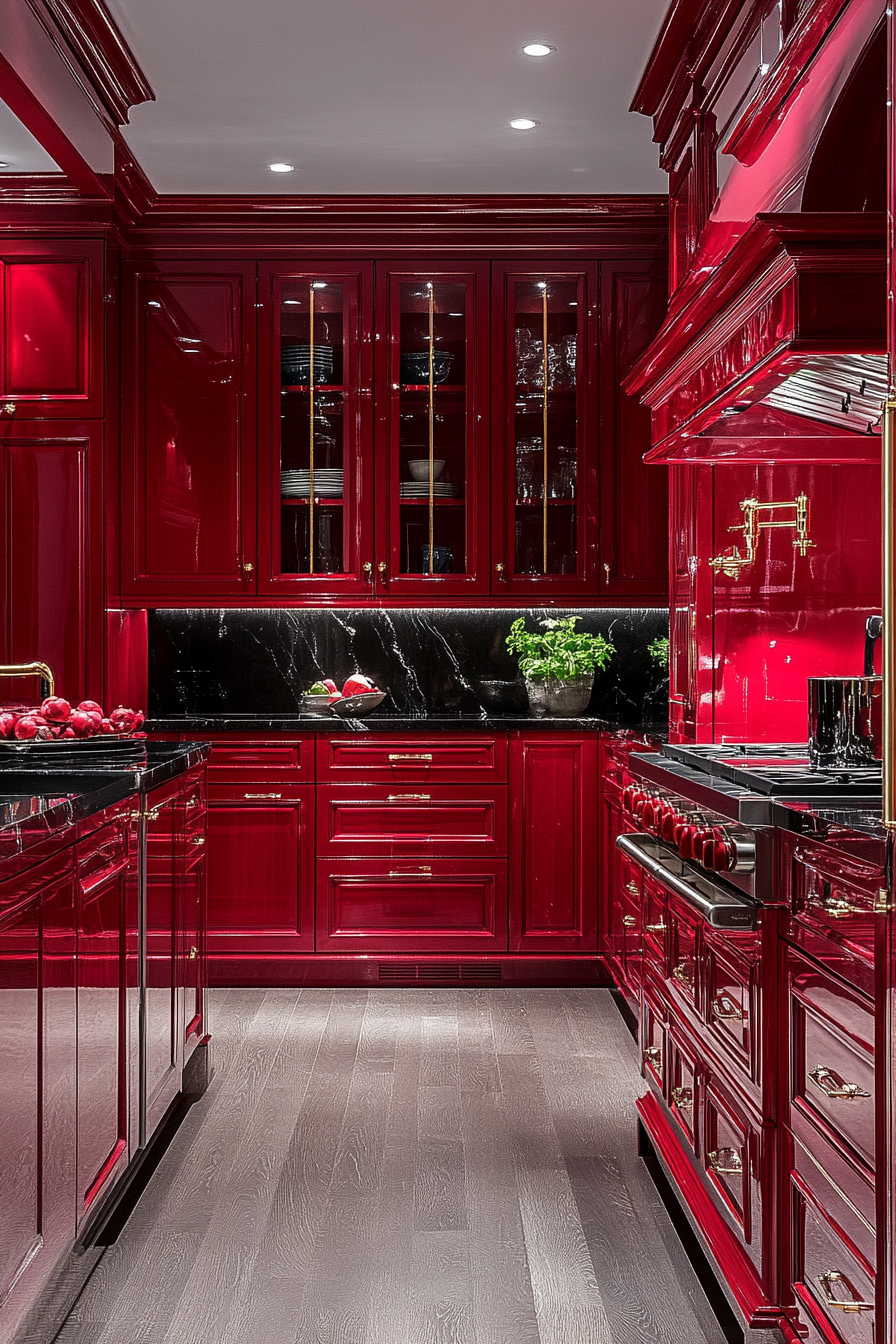 Luxurious Red Kitchen with Elegant Design