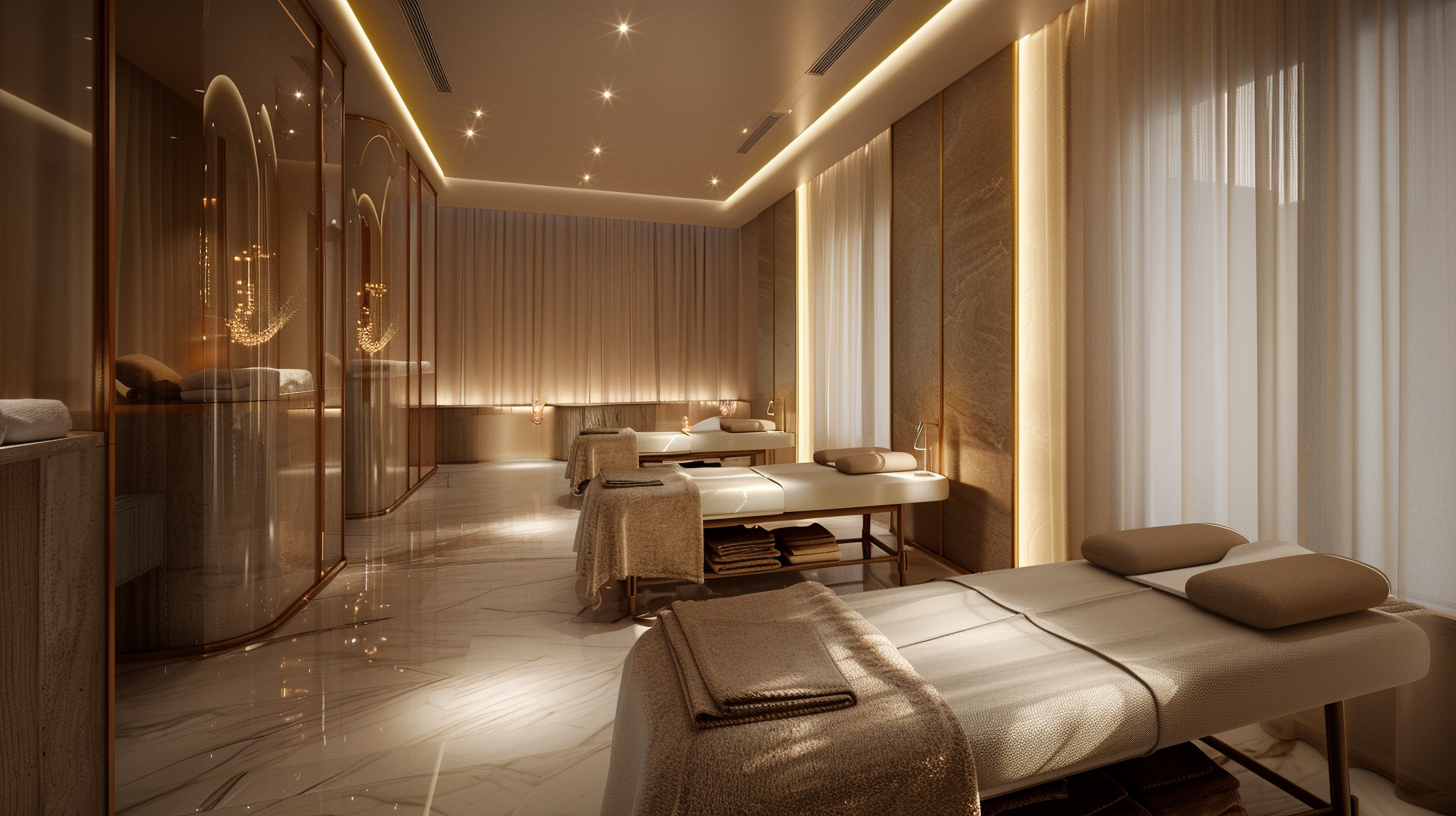 Luxurious Skincare Massage Room with Translucent Glass Partitions