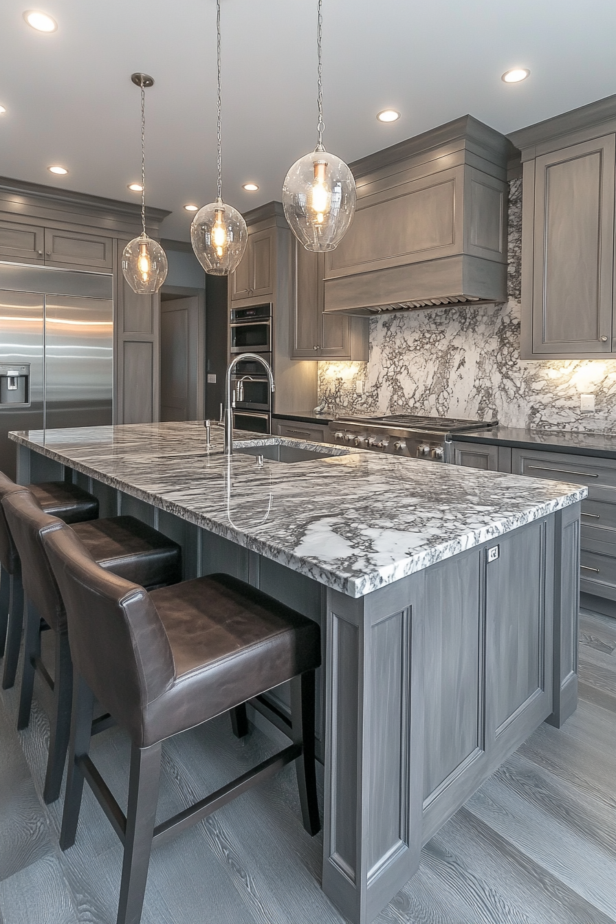 Luxurious Smoky Silk Gray Kitchen - A Haven of Comfort and Style