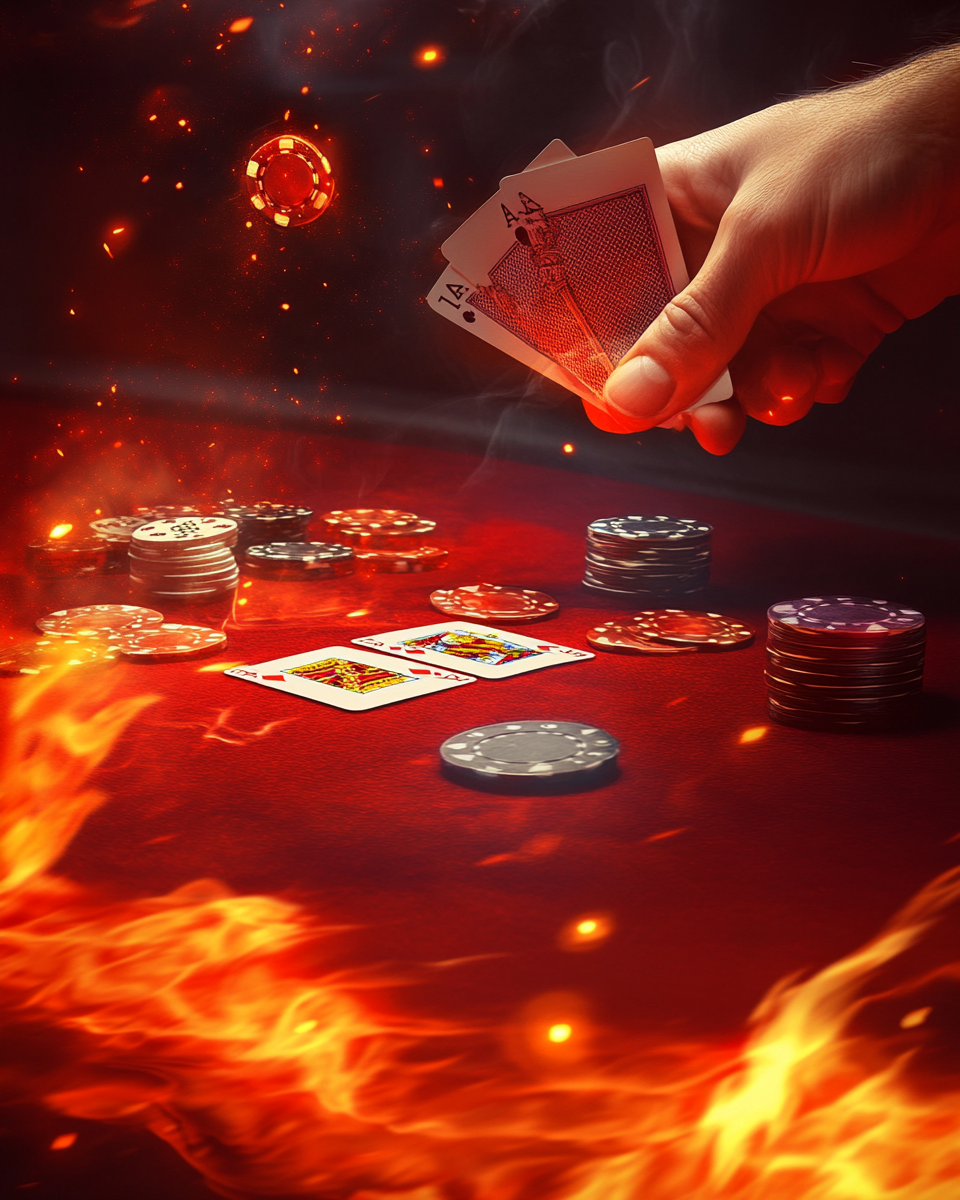 Luxurious poker table with chip, card, dealer hand