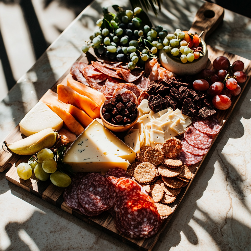 Luxury Charcuterie Board Catering: Elegant Top View Setup