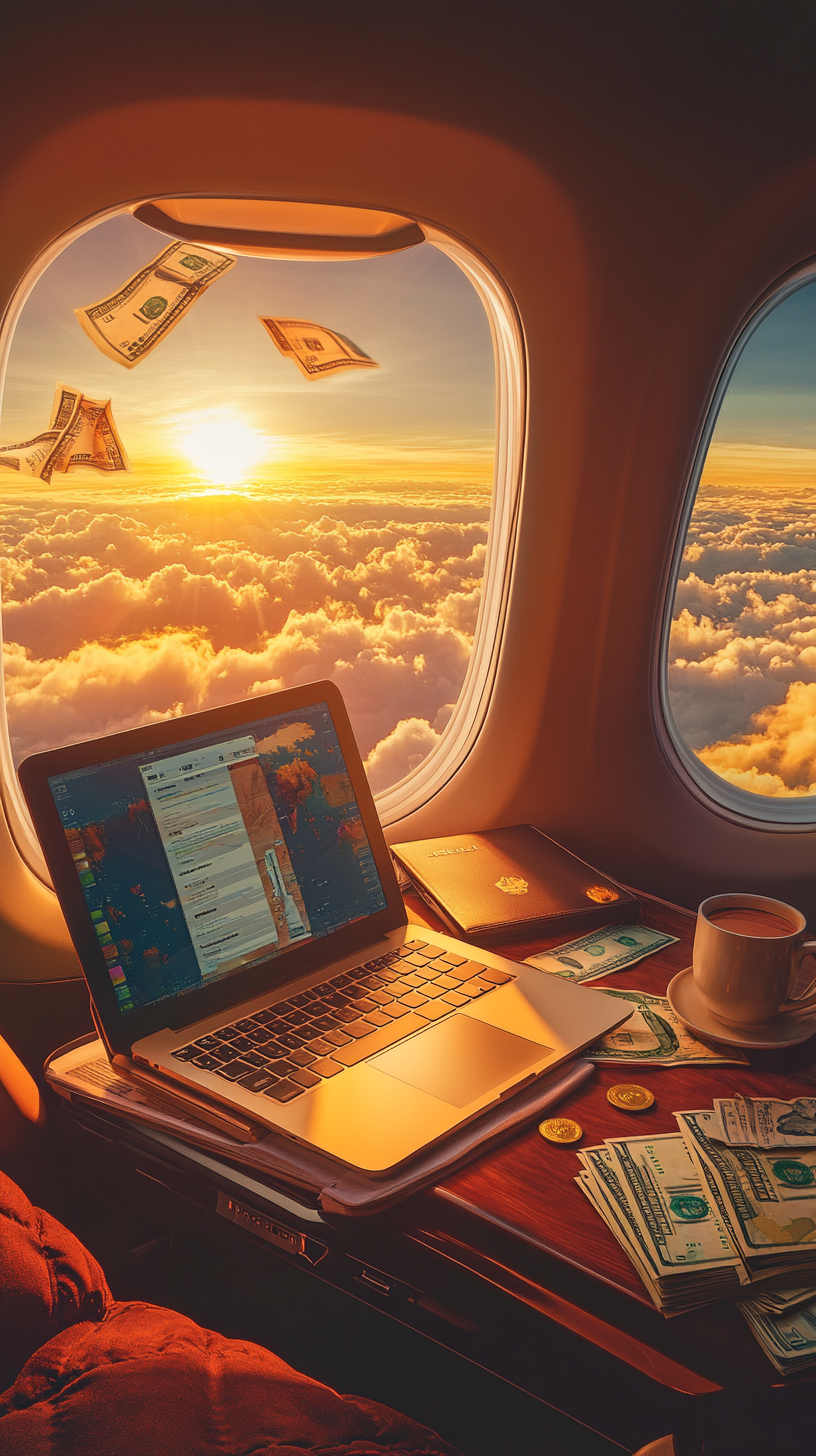 Luxury Digital Nomad in Private Plane Scene