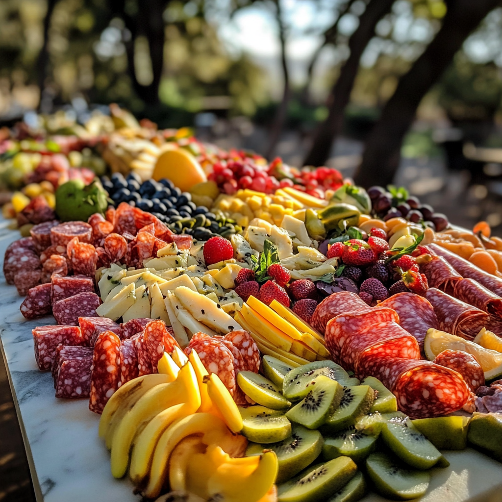 Luxury Outdoor Fruit Charcuterie Board on Marble Surface