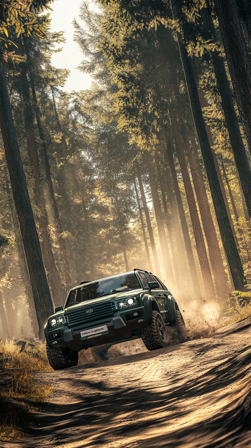 Luxury SUV in Pine Forest: A Forest Adventure