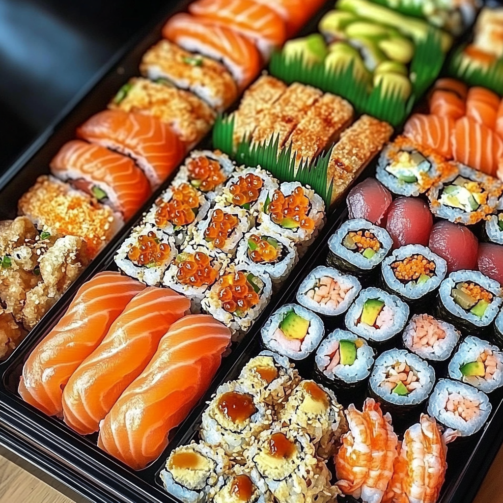 Luxury Sushi Set Menu Variety Stock Photo