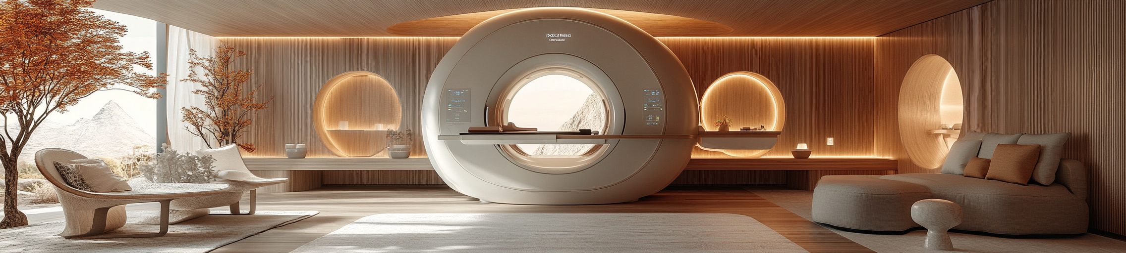 MRI machine in hospital room with minimalist design.