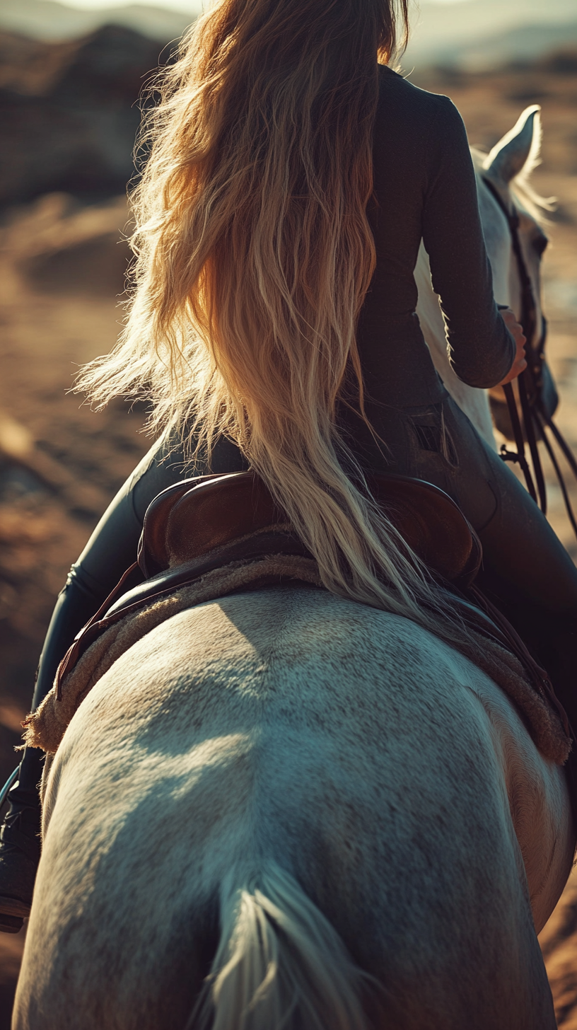 Macro view of female hands holding white horse.