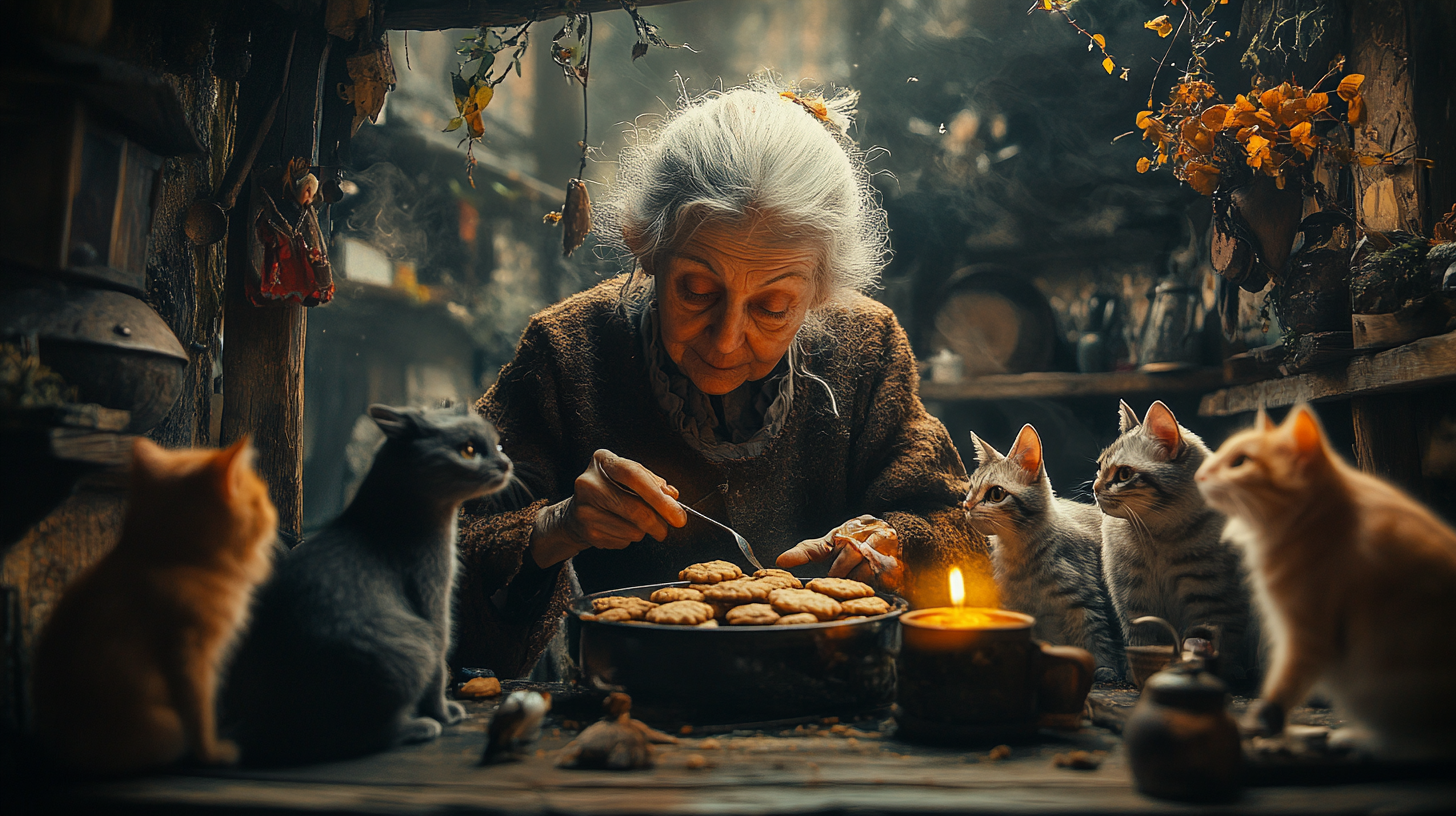 Magic cookie baking with singing animals in cozy kitchen.