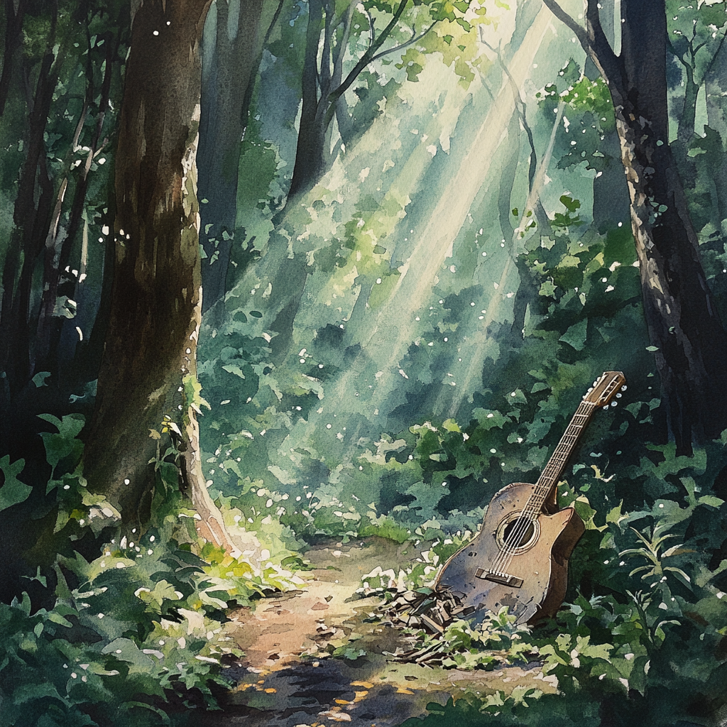 Magical Forest Guitar in Sunlight