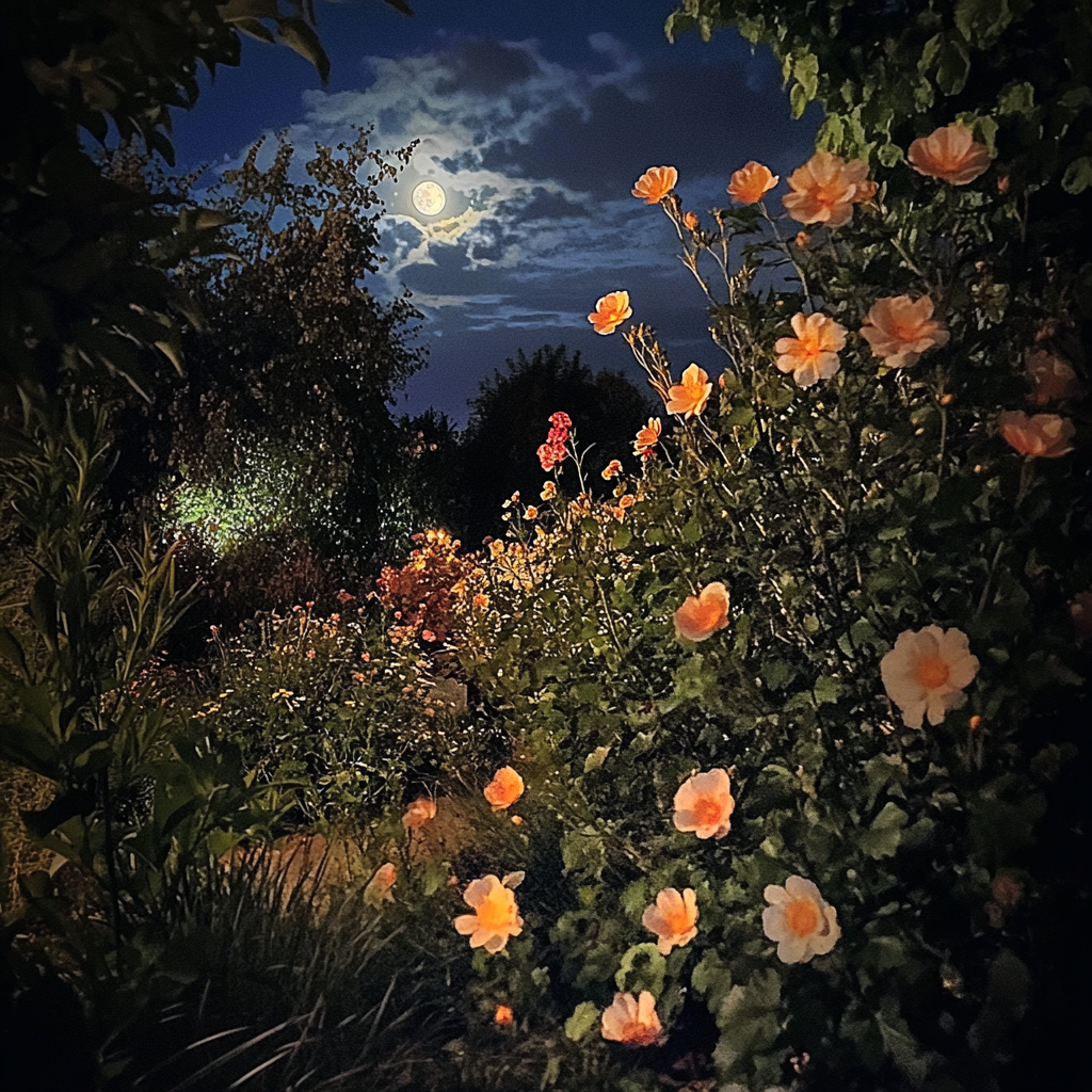 Magical Moonlit Night Garden - iPhone 15 Pro Photo