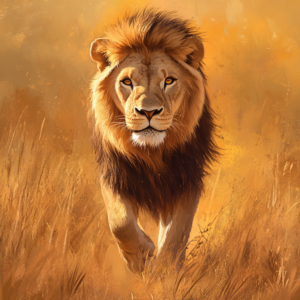 Majestic Asiatic Lion in Gir National Park: Vector Art