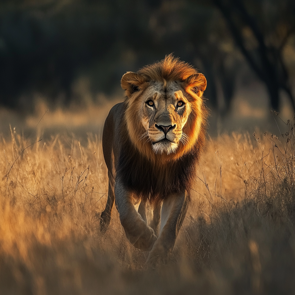 Majestic Asiatic lion in Gir National Park: Digital artwork