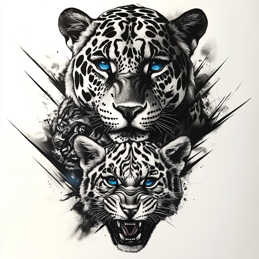 Majestic Jaguars and Playful Cubs Tattoo