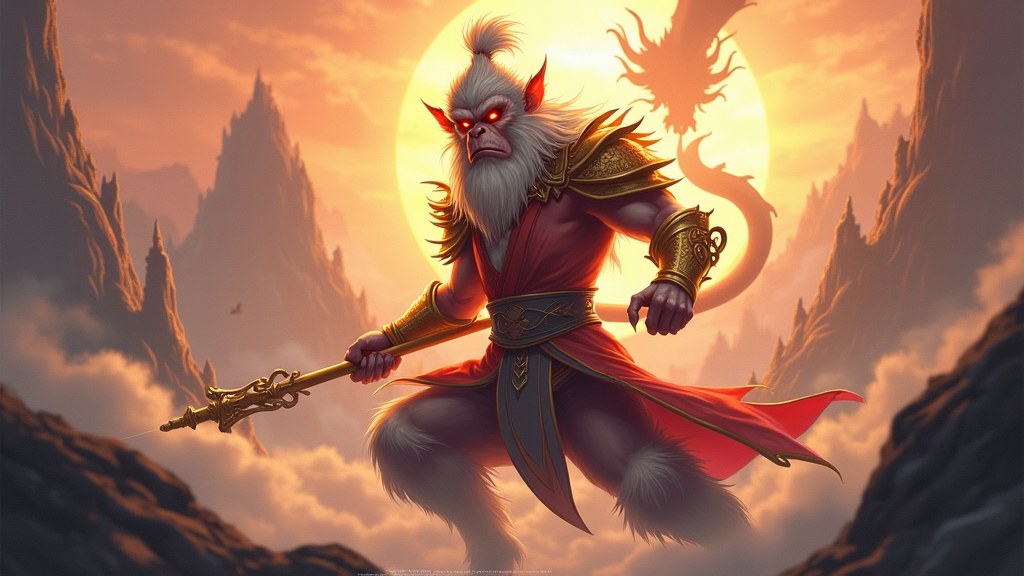 Majestic Monkey King Wukong in Dynamic Battle Stance