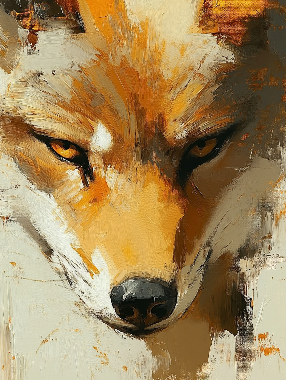 Majestic Wolf Close Up in Modern Art Style