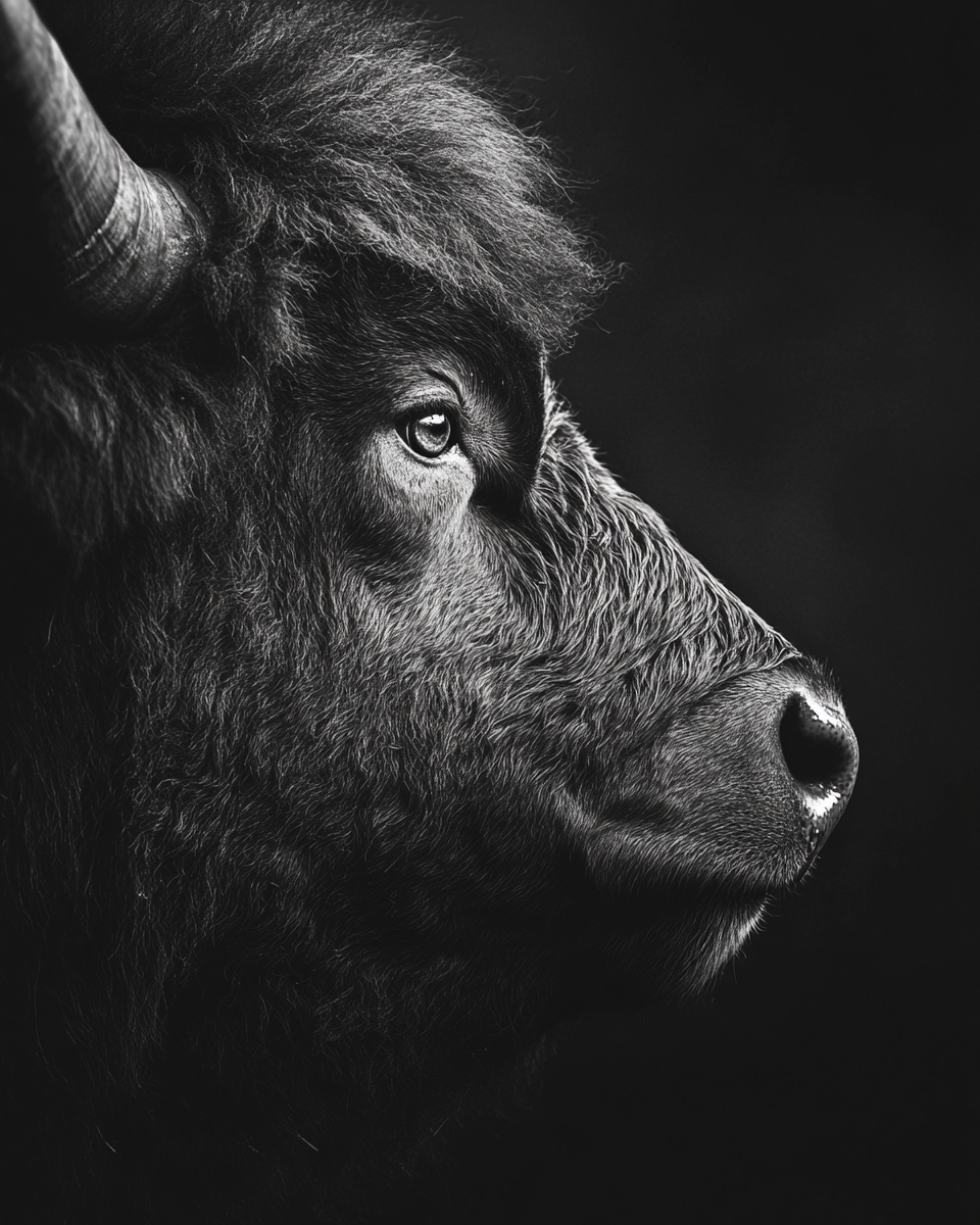 Majestic highland cattle bull portrait in nature