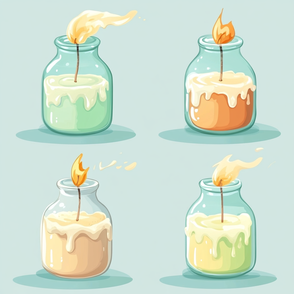 Making a candle in 4 steps cartoon style