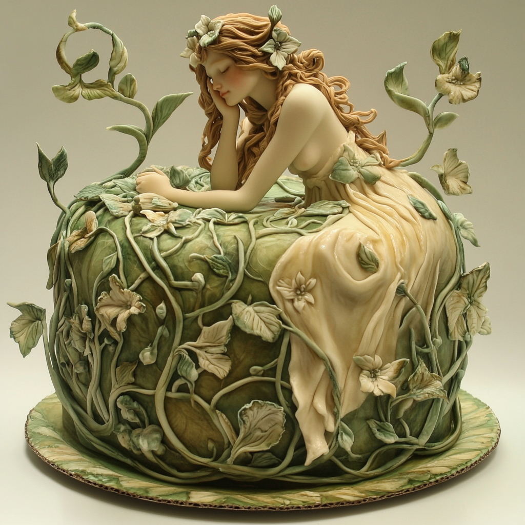 Making cake for stranger in Art Nouveau style.