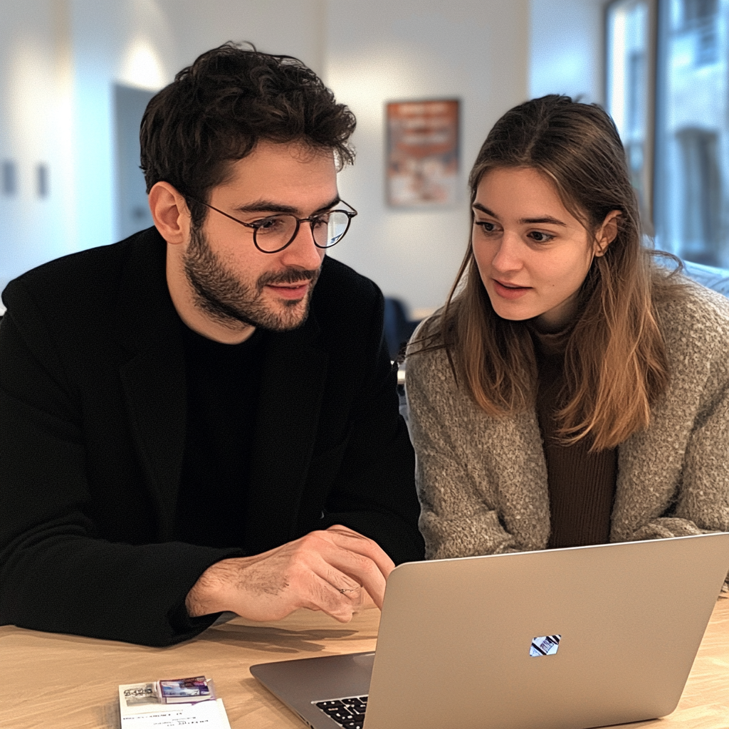 Man at Laptop with Female Investigator in Test Room