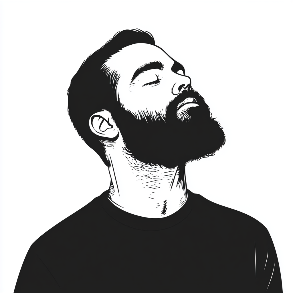 Man with Beard in Simple Cartoon Style