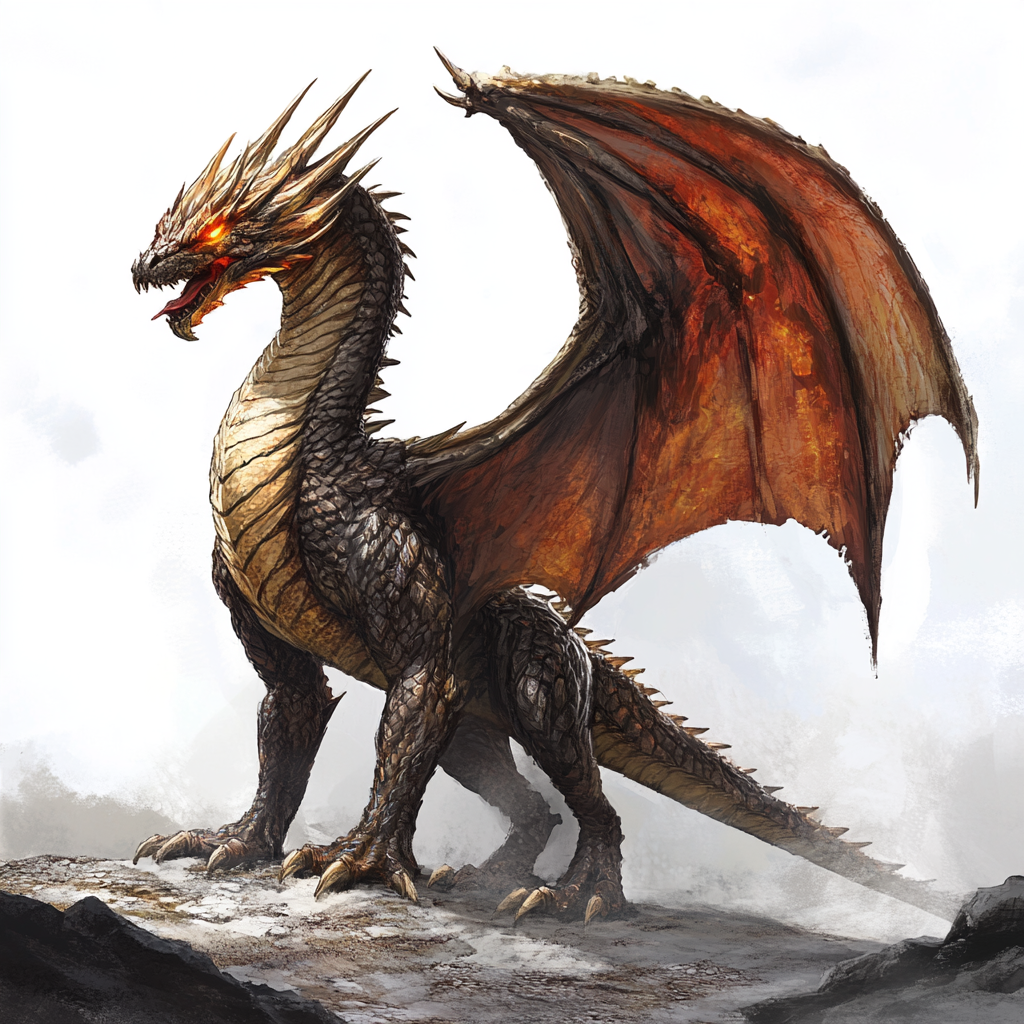 Massive Dragons with Powerful Wings and Fiery Breath