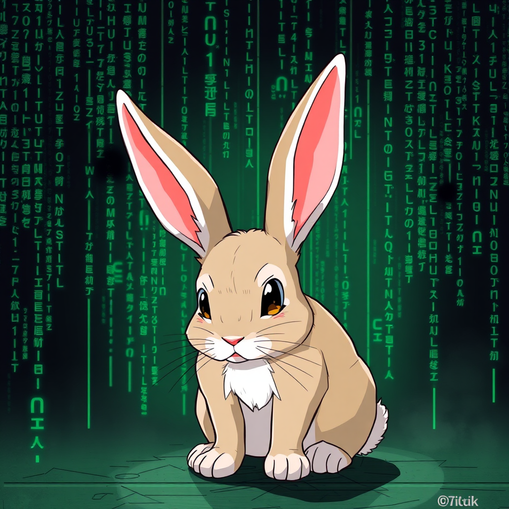 Matrix-Written Rabbit with Dropped Ears Anime