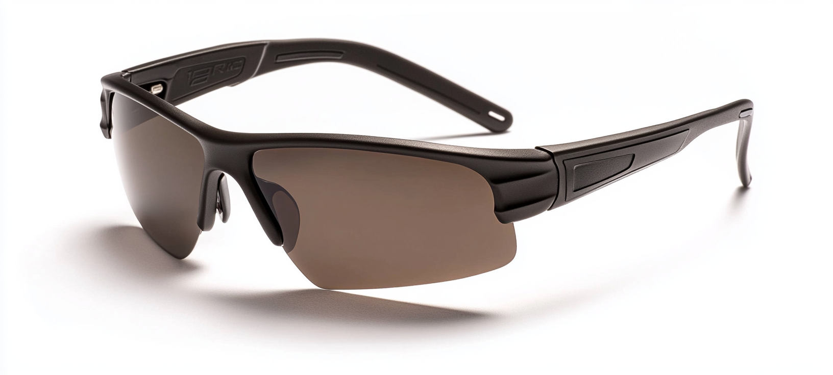 Matte Black Sport Sunglasses on White Background