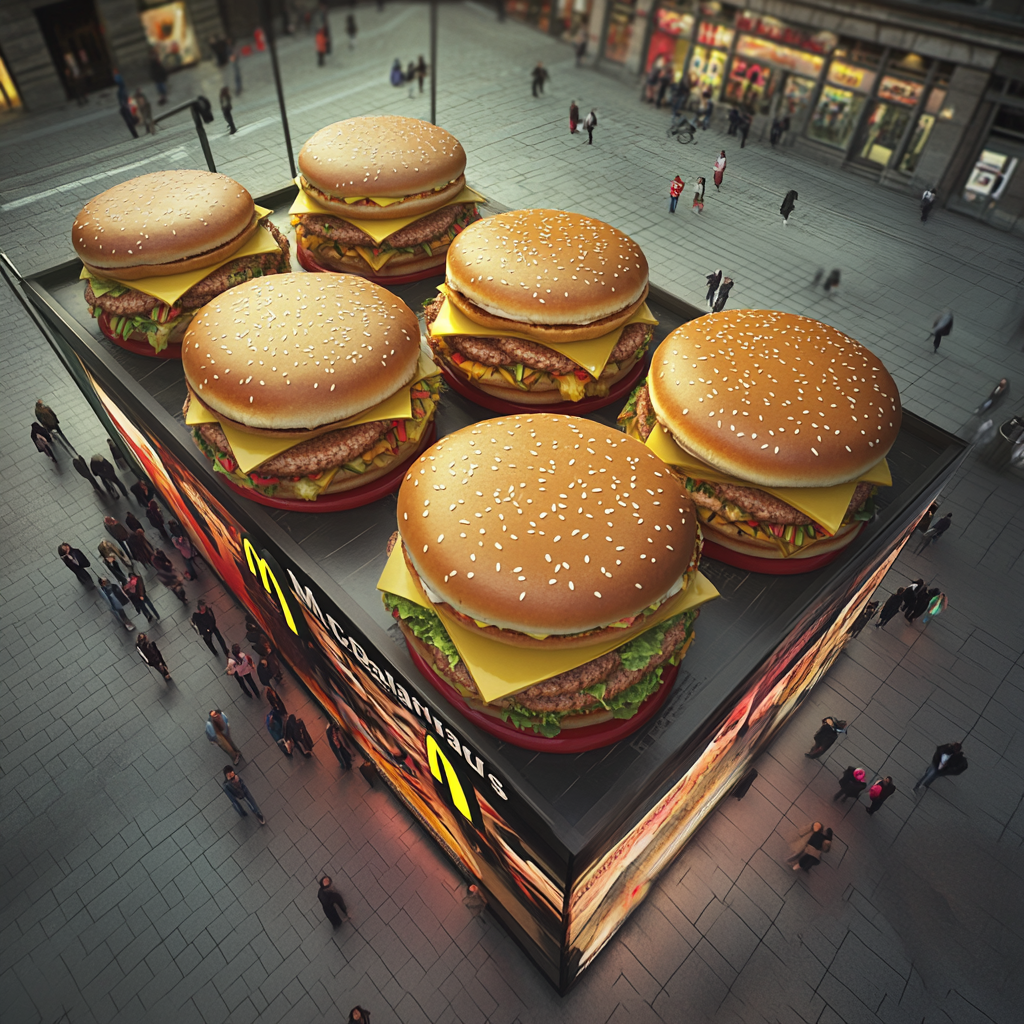 McDonald's Store in Town Square with 3D Sandwiches