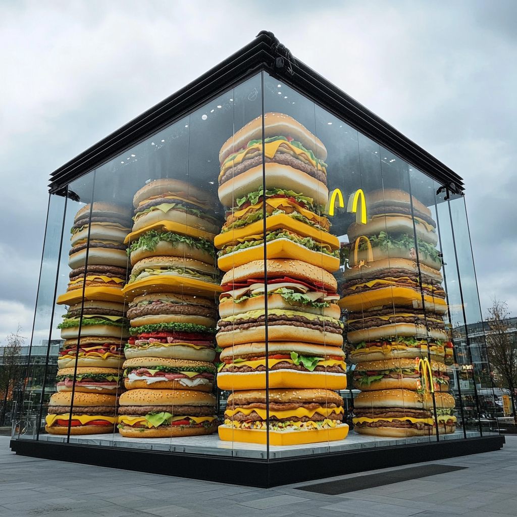 McDonald's Store with Giant Sandwiches in Glass Dome