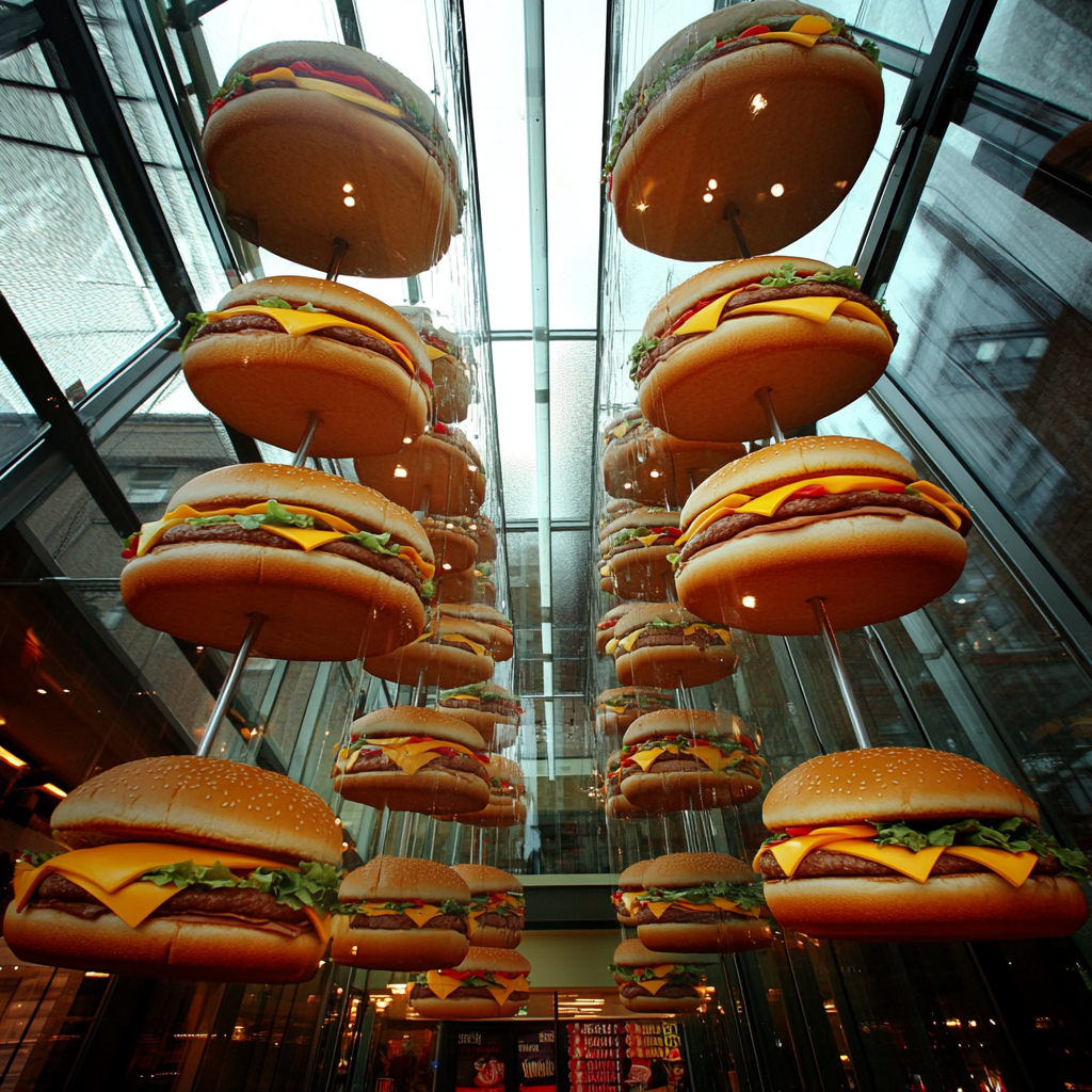 McDonald's store with giant sandwiches on roof