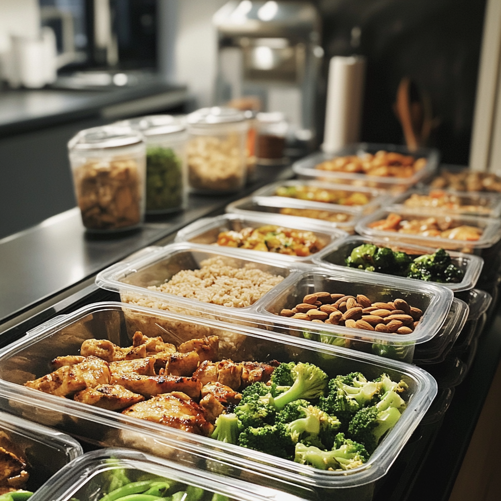 Meal prep for Korean's intermittent fasting routine in clean kitchen.