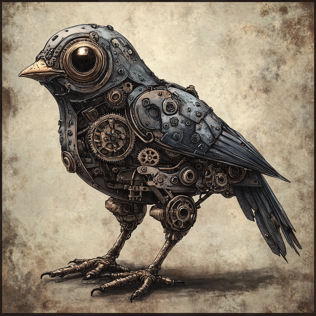 Mechanical Bird with Steampunk Touch in Victorian Era